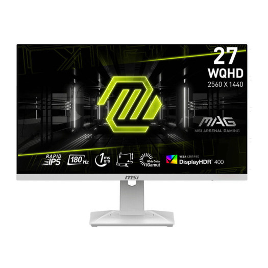 MSI MAG 274QRFW Gaming Monitor, 27" WQHD Rapid IPS, 180Hz Refresh Rate, 1ms (GtG) Response Time, AMD FreeSync Technology, 1.07b Display Colors, White | 9S6-3CC29H-250
